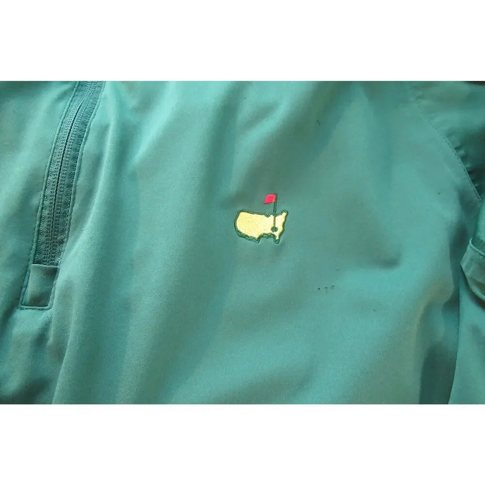 Masters Tech Men’s Green 1/4 Zip Long Sleeve Golf Pullover Jacket Pockets Logo L